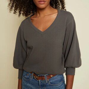 Nation LTD Neva V Neck Sweater In Petrol XS​​​​​​